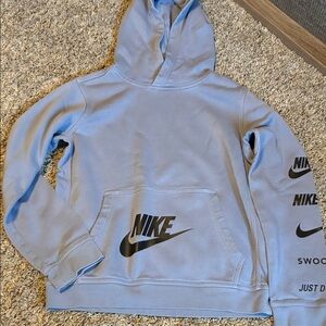 Nike Light Blue Crewneck Hoodie with Black Logos